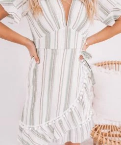 YH & Co (Chloe Yip) Brielle Dress - Green Stripe