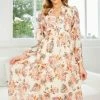 Into Fashion Vilma Dress - Beige Floral DRESSES