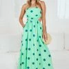 Pink Diamond Delany Dress - Green Polka