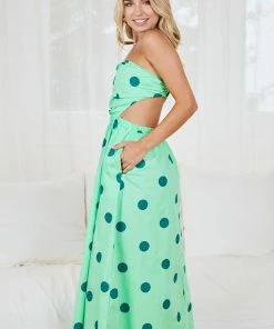 Pink Diamond Delany Dress - Green Polka 9 Pink Diamond Delany Dress - Green Polka