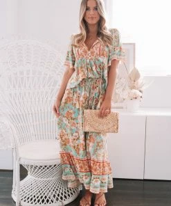 WeLove Fashion Marina Skirt - Turquoise Print Maternity Dresses