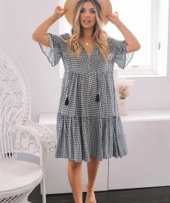 WeLove Fashion Deserae Dress - Black Gingham