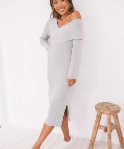 Dream House Claretta Dress - Grey Maternity Dresses