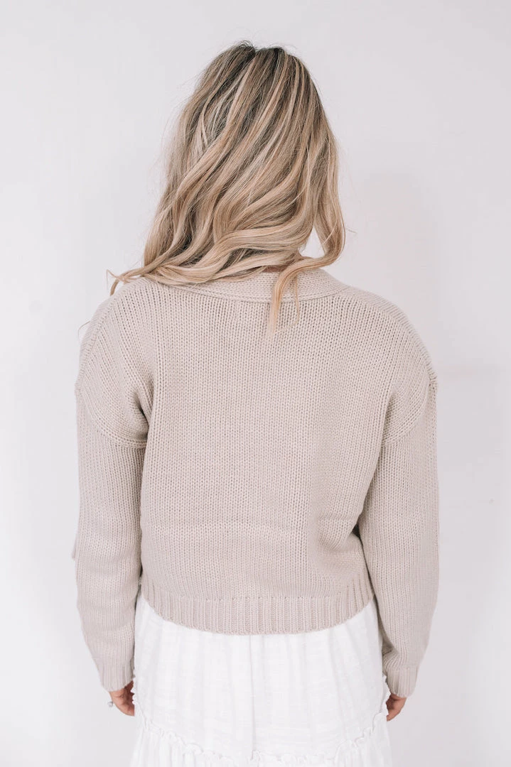 Pink Diamond CLOTHING Rachael Cardigan - Beige 5 Pink Diamond CLOTHING Rachael Cardigan - Beige