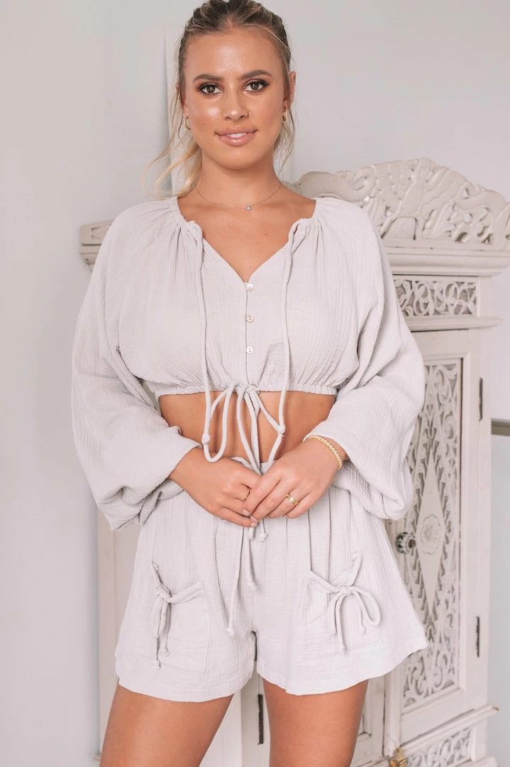 Valeria Stace Top - Grey CLOTHING 6 Valeria Stace Top - Grey CLOTHING