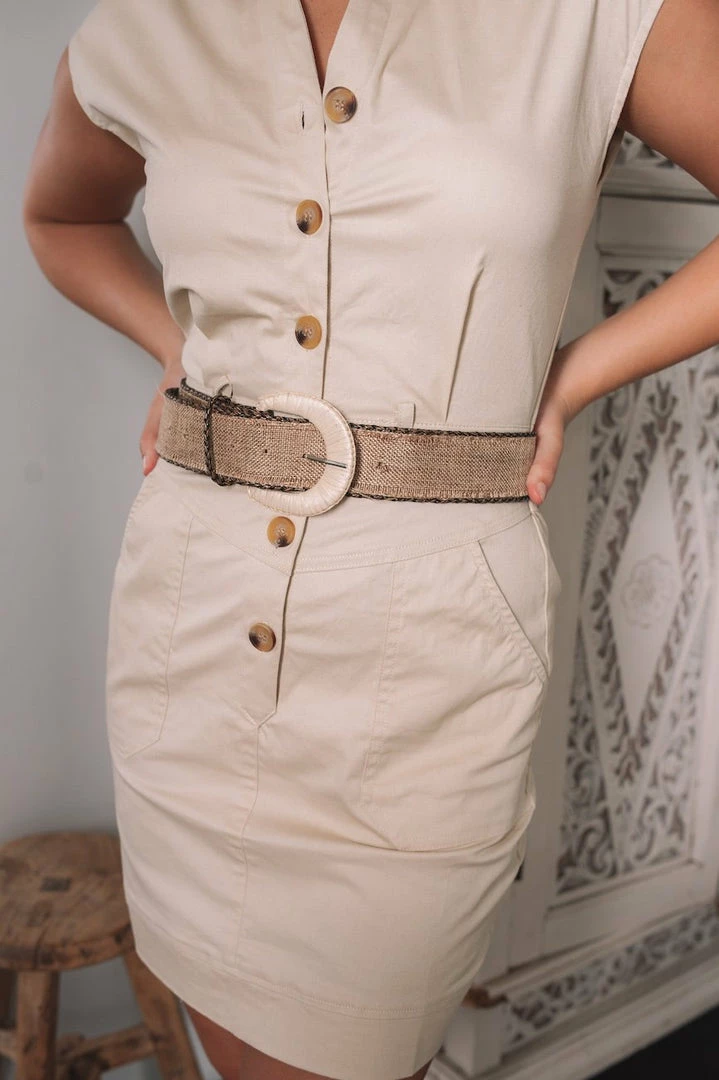 Sunny Girl Campaign Dress - Beige DRESSES 3 Sunny Girl Campaign Dress - Beige DRESSES