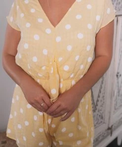 YH & Co (Chloe Yip) Gale Playsuit - Yellow Spot CLOTHING