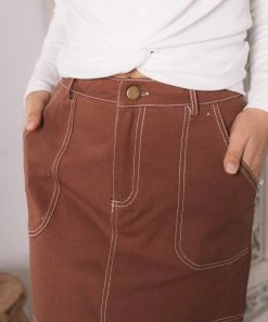 Into Fashion CLOTHING Bibliotec Skirt - Chocolate