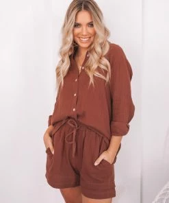 Pink Diamond Pisces Shorts - Chocolate CLOTHING