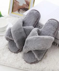 Alibaba Fluffy Slippers - Grey Maternity Dresses