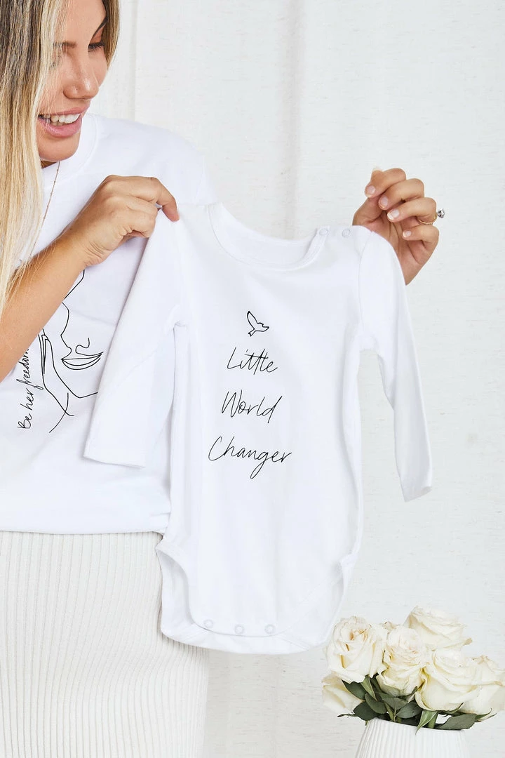 Worldchine Be Hers Baby Onesie - White 3 Worldchine Be Hers Baby Onesie - White