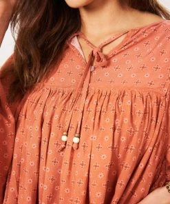 Rock Denim CLOTHING Frida Top - Rust Print