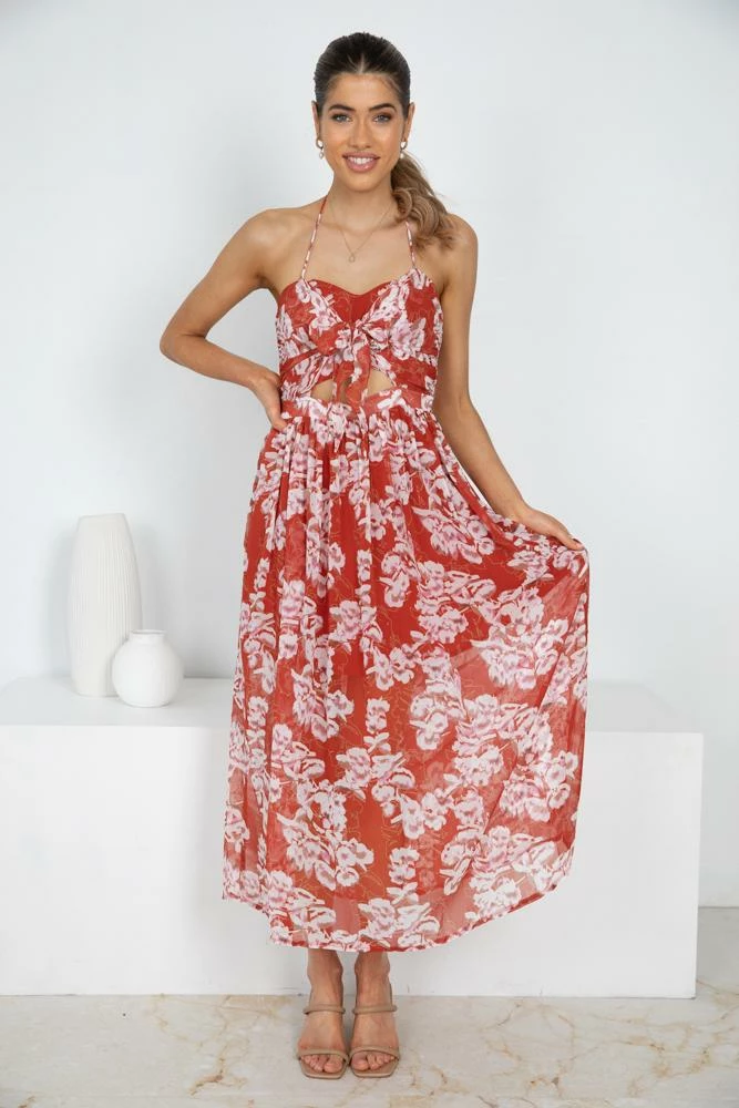 Kaarlo Fashion Pty Ltd DRESSES Kacie Dress - Rust 3 Kaarlo Fashion Pty Ltd DRESSES Kacie Dress - Rust