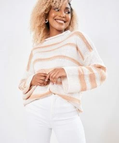 White Closet Brigita Knit - Cream Stripe CLOTHING