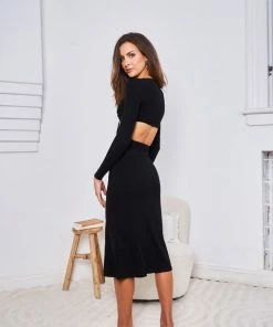 Into Fashion Brina Dress - Black CLOTHING