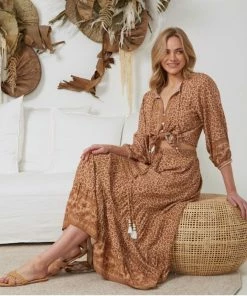 Rock Denim CLOTHING Benedicta Top - Tan Print