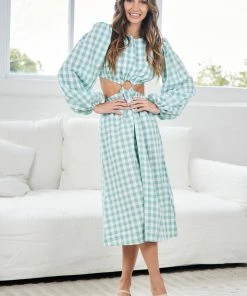 Reverse Aletha Dress - Sage Gingham