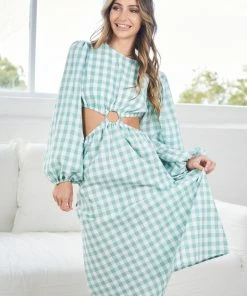 Reverse Aletha Dress - Sage Gingham