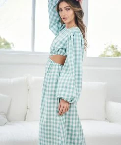 Reverse Aletha Dress - Sage Gingham