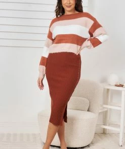 Style Box CLOTHING Cherette Knit - Rust Stripe