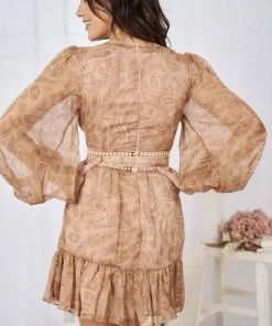 Sasha Clothing DRESSES Kayley Dress - Tan Print