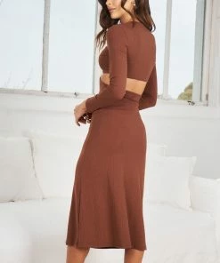 Into Fashion CLOTHING Justina Dress - Chocolate