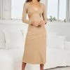 Into Fashion Justina Dress - Beige CLOTHING