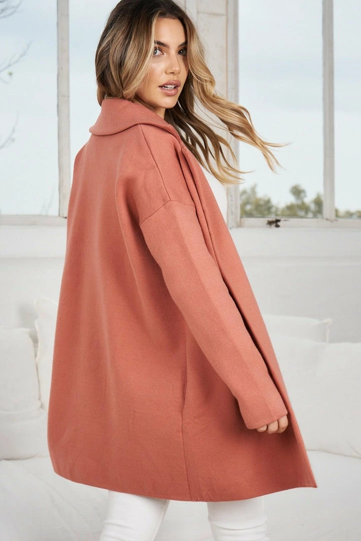 One Love CLOTHING Zuzu Coatigan - Coral 4 One Love CLOTHING Zuzu Coatigan - Coral