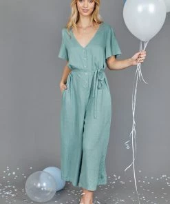 Miracle Fashion Tommy Jumpsuit - Sage Maternity Dresses