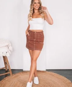 Into Fashion CLOTHING Bibliotec Skirt - Chocolate