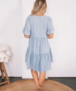 WeLove Fashion Deserae Dress - Blue Gingham DRESSES