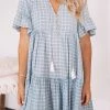 WeLove Fashion Deserae Dress - Blue Gingham DRESSES