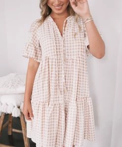 WeLove Fashion Deserae Dress - Beige Gingham
