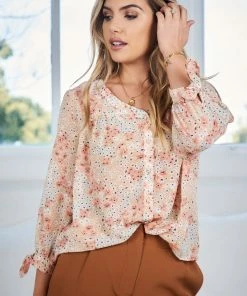So In Style Aras Top - Beige Floral CLOTHING