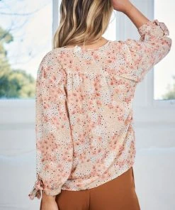 So In Style Aras Top - Beige Floral CLOTHING