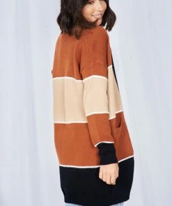HQ Fashion Adelphie Cardigan - Chocolate Stripe