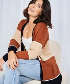 HQ Fashion Adelphie Cardigan - Chocolate Stripe