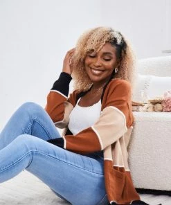 HQ Fashion Adelphie Cardigan - Chocolate Stripe