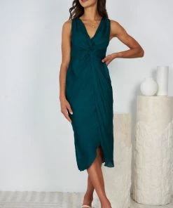 Evermore Fashion Aryana Dress - Emerald