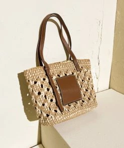 Angel Whisper ACCESSORIES Como Woven Straw Tote Bag - Tan