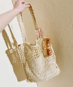 Angel Whisper Raffia Beach Tote Bag - Natural