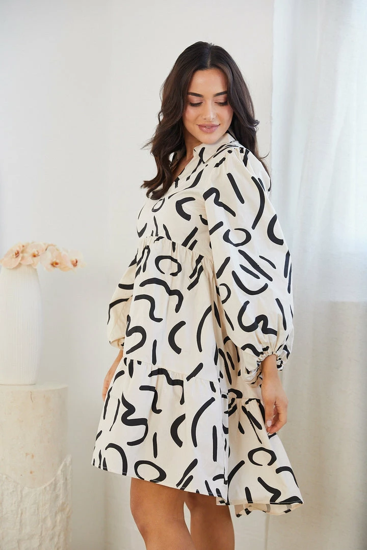 YH & Co (Chloe Yip) DRESSES Adalaine Dress - Beige Print 5 YH & Co (Chloe Yip) DRESSES Adalaine Dress - Beige Print