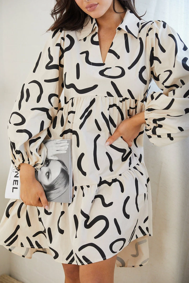 YH & Co (Chloe Yip) DRESSES Adalaine Dress - Beige Print 6 YH & Co (Chloe Yip) DRESSES Adalaine Dress - Beige Print