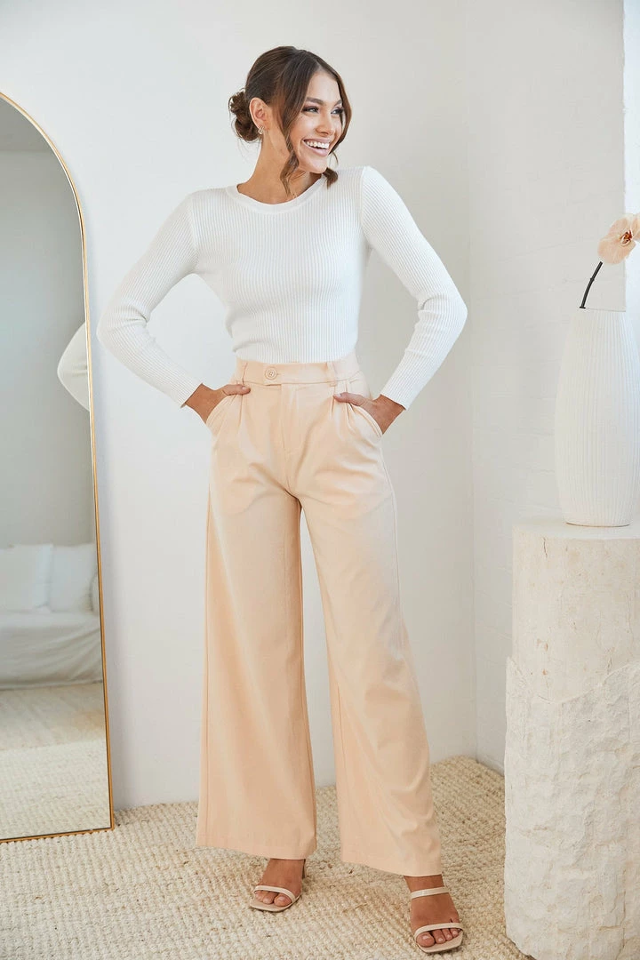 Qtrend Fashion PTY LTD Adamaris Pants - Cream Bottoms 7 Qtrend Fashion PTY LTD Adamaris Pants - Cream Bottoms