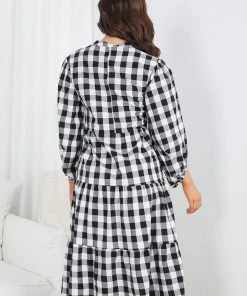 Miracle Fashion DRESSES Adenique Dress - Black Gingham