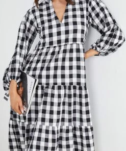 Miracle Fashion DRESSES Adenique Dress - Black Gingham
