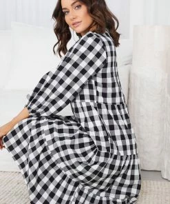 Miracle Fashion DRESSES Adenique Dress - Black Gingham