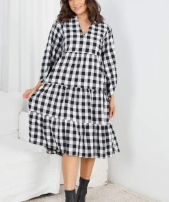 Miracle Fashion DRESSES Adenique Dress - Black Gingham