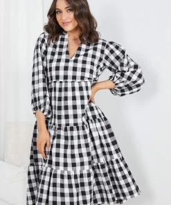 Miracle Fashion DRESSES Adenique Dress - Black Gingham