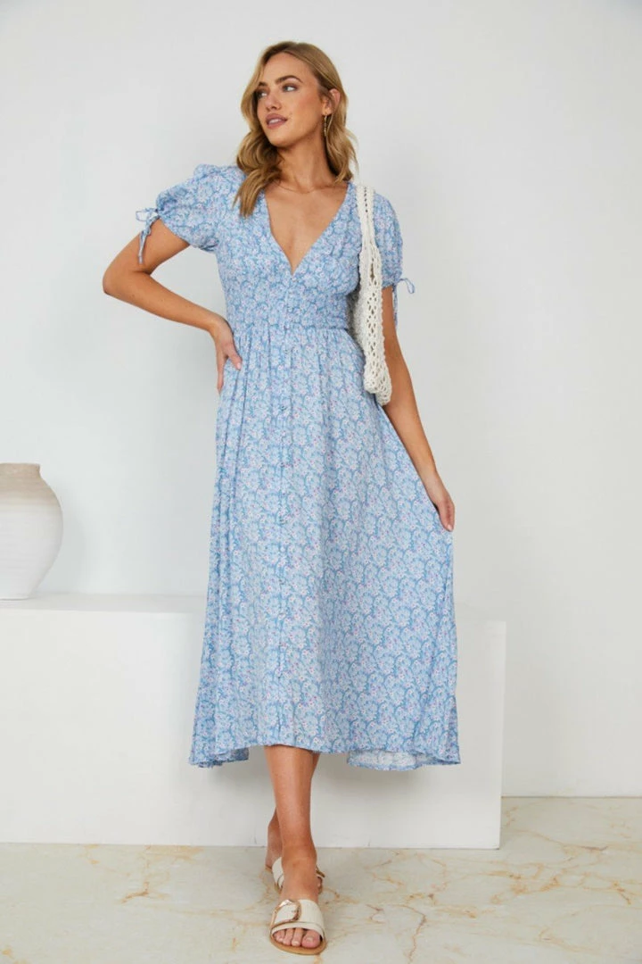 Evermore Fashion Agostina Dress - Blue Print 6 Evermore Fashion Agostina Dress - Blue Print